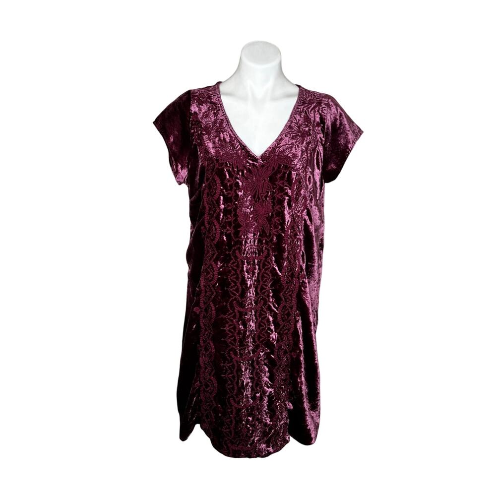 SOFT SURROUNDINGS Velvet V-Neck Short Sleeve Sheath Dress Size Medium